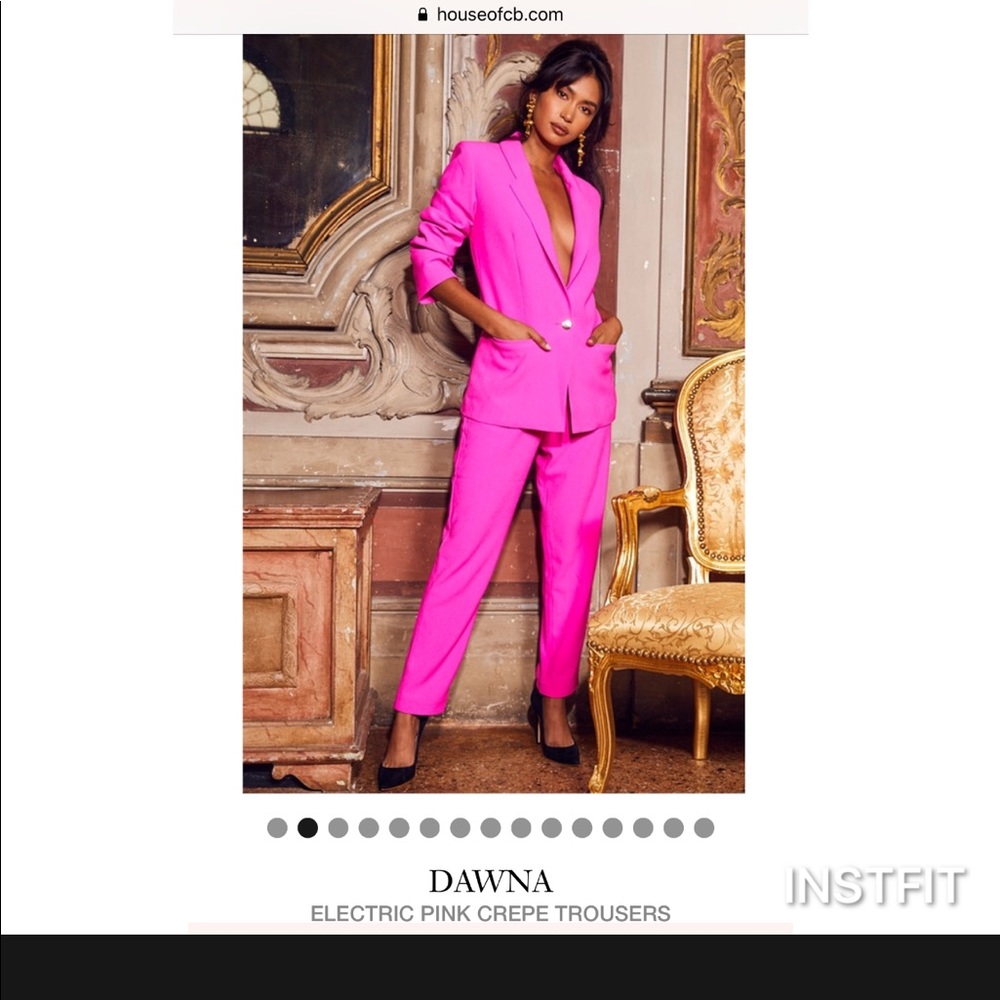 Sorelle electric pink crepe masculine cut blazer